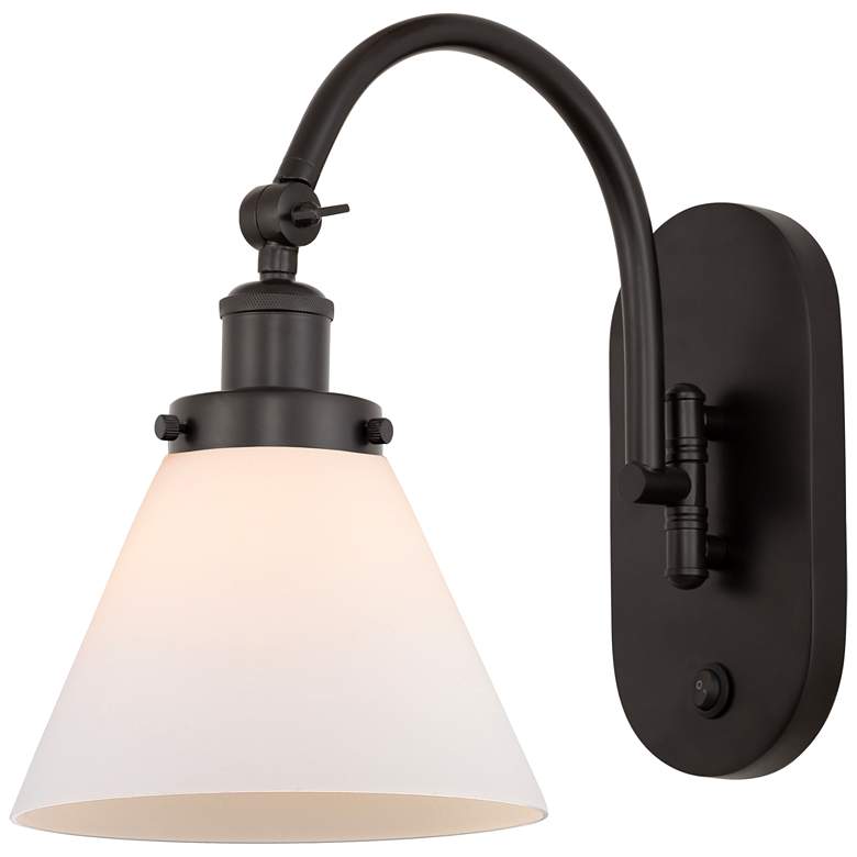 Image 1 Franklin Restoration Cone 8" LED Sconce - Bronze Finish - Matte White
