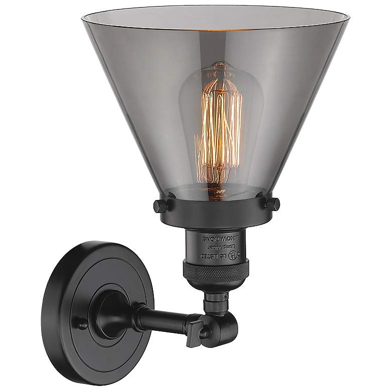 Image 2 Franklin Restoration Cone 8" LED Sconce - Bronze Finish - Smoke Shade more views