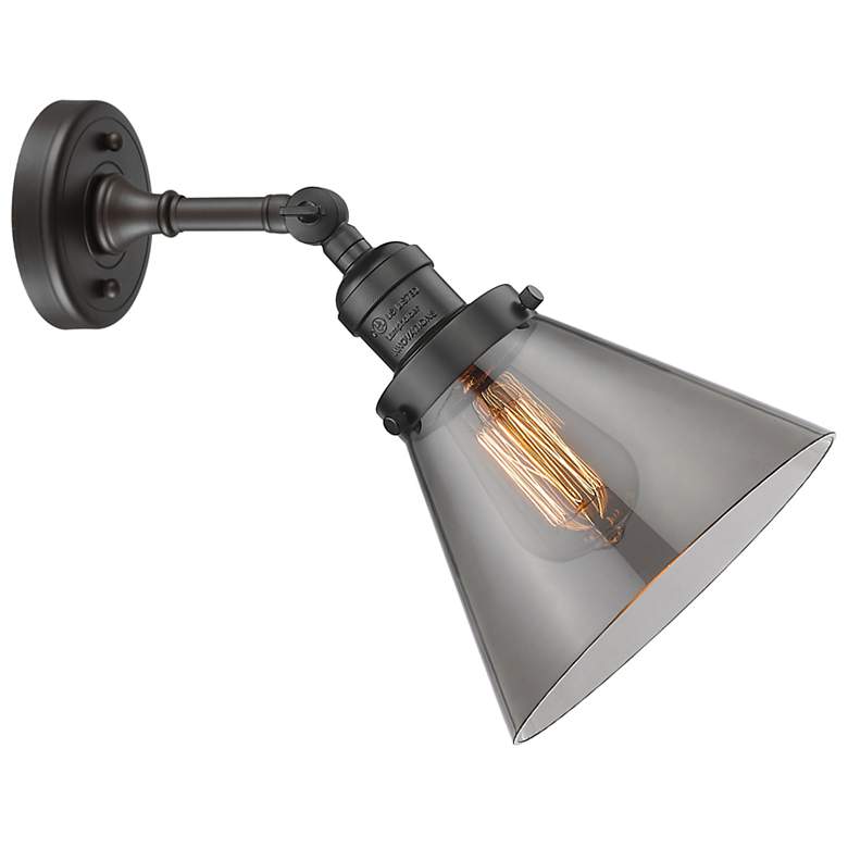 Image 3 Franklin Restoration Cone 8" LED Sconce - Bronze Finish - Smoke Shade more views