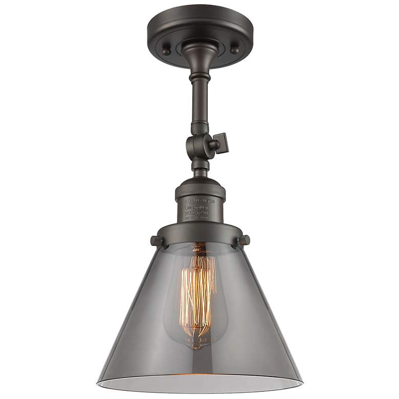 Image 4 Franklin Restoration Cone 8" LED Sconce - Bronze Finish - Smoke Shade more views