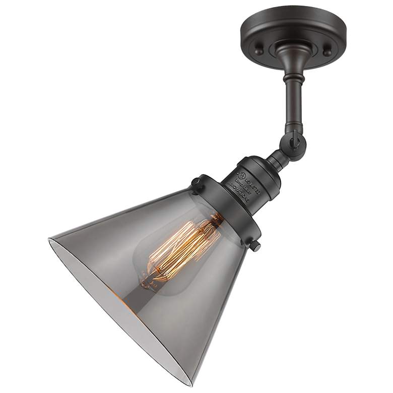 Image 5 Franklin Restoration Cone 8" LED Sconce - Bronze Finish - Smoke Shade more views