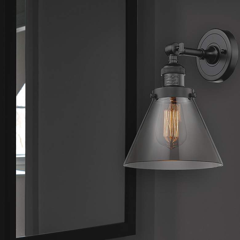 Image 6 Franklin Restoration Cone 8" LED Sconce - Bronze Finish - Smoke Shade more views