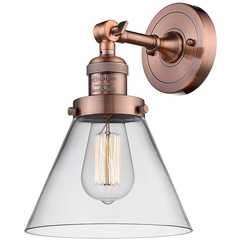 Image 1 Franklin Restoration Cone 8" LED Sconce - Copper Finish - Clear Shade