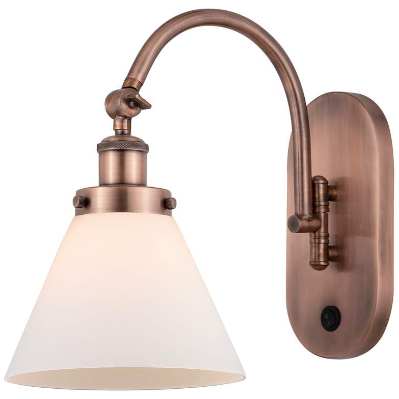 Image 1 Franklin Restoration Cone 8" LED Sconce - Copper Finish - Matte White