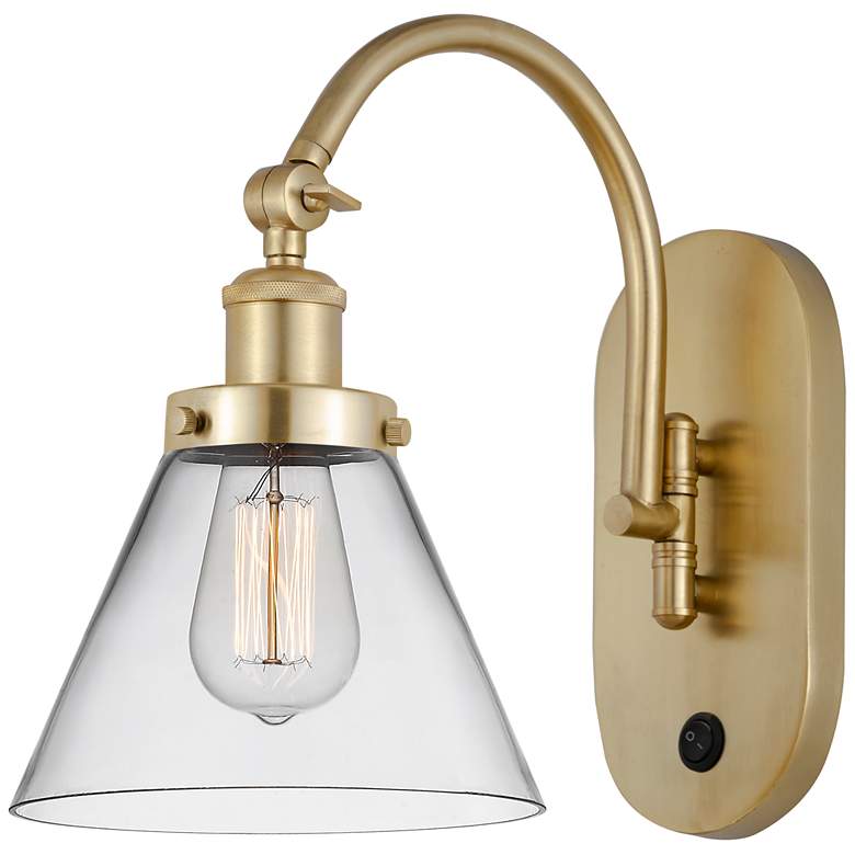 Image 1 Franklin Restoration Cone 8" LED Sconce - Gold Finish - Clear Shade