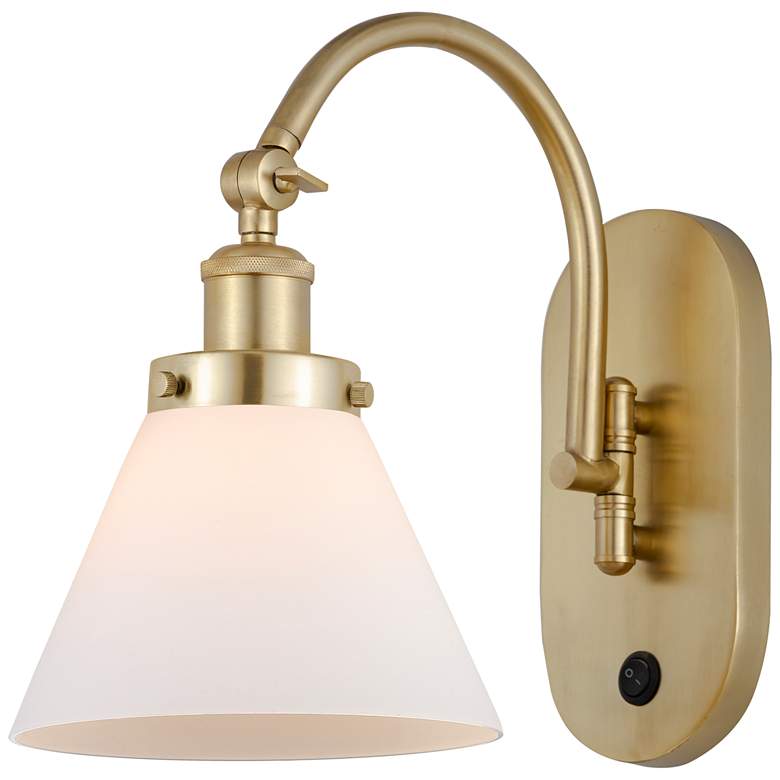 Image 1 Franklin Restoration Cone 8" LED Sconce - Gold Finish - Matte White Sh