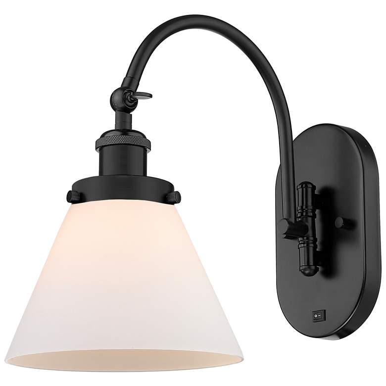 Image 1 Franklin Restoration Cone 8" LED Sconce - Matte Black Finish - White S