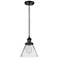 Franklin Restoration Cone 8" Matte Black Corded Mini Pendant w/ Clear
