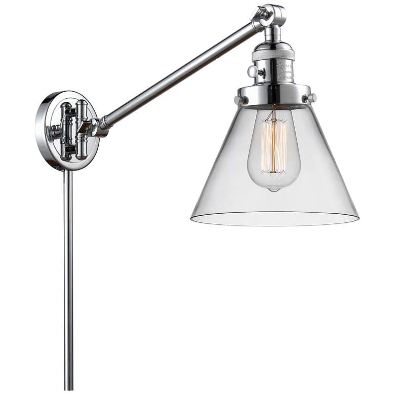 Image 1 Franklin Restoration Cone 8" Polished Chrome Swing Arm w/ Clear Shade