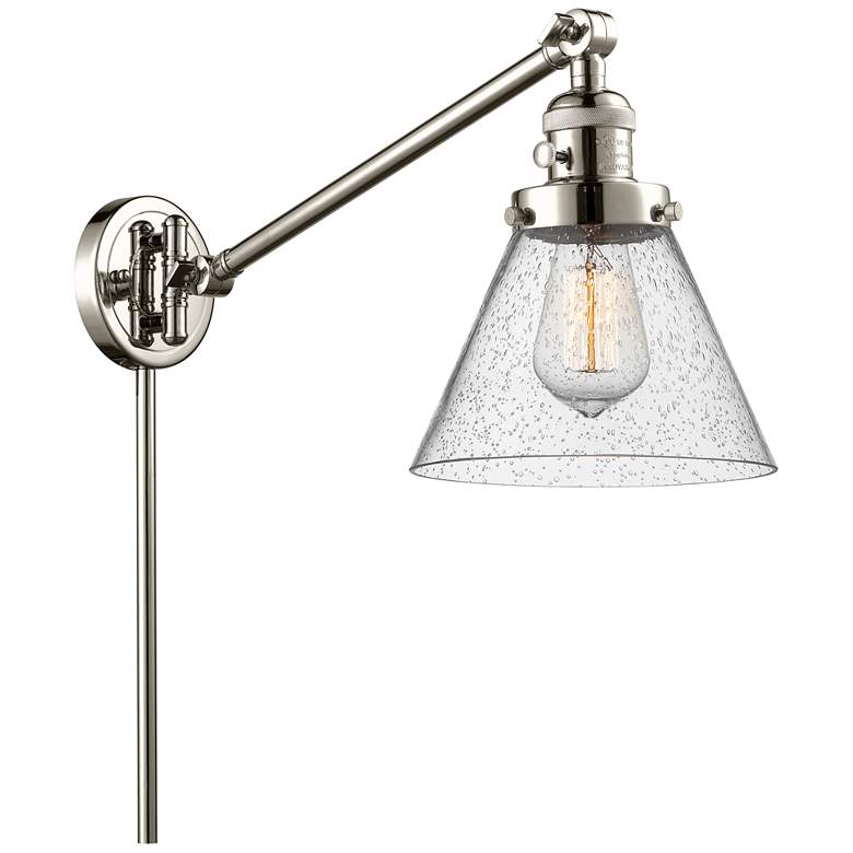 Image 1 Franklin Restoration Cone 8" Polished Nickel Swing Arm w/ Seedy Shade