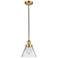 Franklin Restoration Cone 8" Satin Gold Corded Mini Pendant w/ Clear S