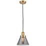 Franklin Restoration Cone 8" Satin Gold Corded Mini Pendant w/ Smoke S