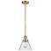 Franklin Restoration Cone 8" Satin Gold Stemmed Mini Pendant w/ Seedy