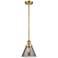 Franklin Restoration Cone 8" Satin Gold Stemmed Mini Pendant w/ Smoke