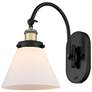 Franklin Restoration Cone 8" White ShadeBlack Brass Incandescent Sconc