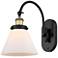 Franklin Restoration Cone 8" White ShadeBlack Brass Incandescent Sconc