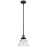 Franklin Restoration Cone 8" LED Mini Pendant - Black Antique Brass - Clear