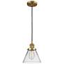 Franklin Restoration Cone 8" LED Mini Pendant - Brushed Brass - Clear Shade