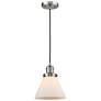 Franklin Restoration Cone 8" LED Mini Pendant - Satin Nickel - Matte White