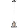 Franklin Restoration Cone 8" LED Mini Pendant - Satin Nickel - Plated Smoke