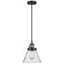 Franklin Restoration Cone 8" Mini Pendant - Black Antique Brass - Seedy