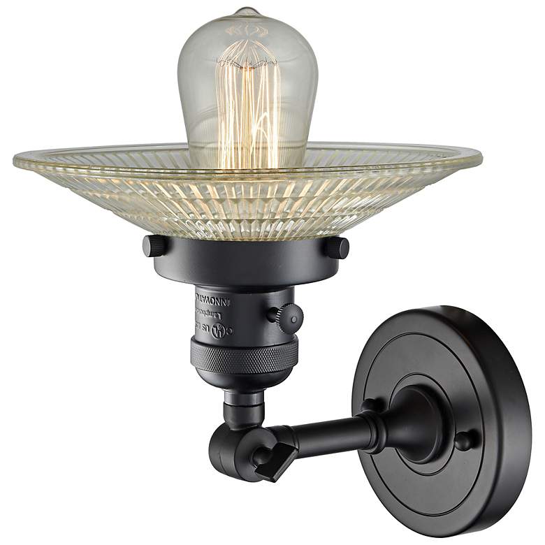 Image 3 Franklin Restoration Halophane 7"H Matte Black Wall Sconce more views