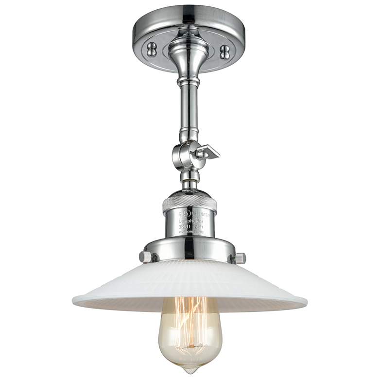 Image 1 Franklin Restoration Halophane 8" Chrome LED Sconce w/ Matte White Sha