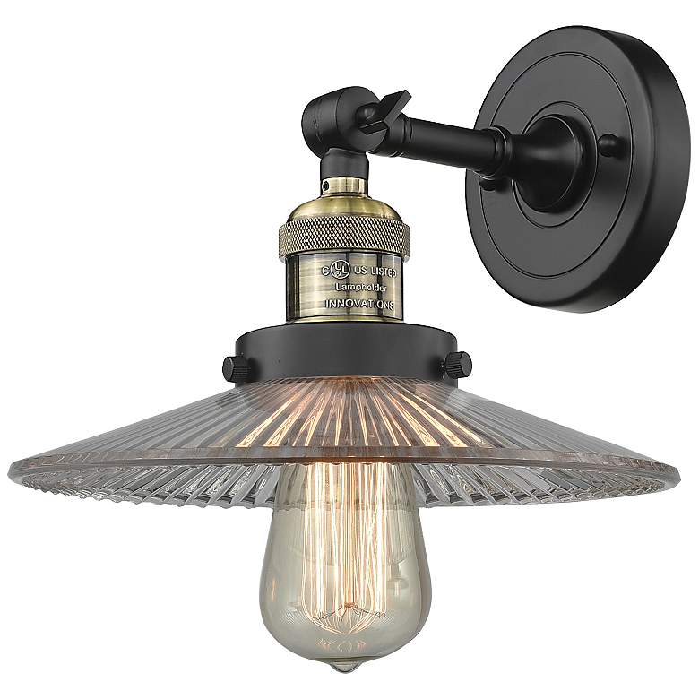 Image 1 Franklin Restoration Halophane 9" LED Sconce - Black Brass - Clear Sha