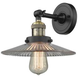 Franklin Restoration Halophane 9" LED Sconce - Black Brass - Clear Sha