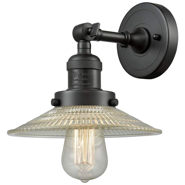 Image 1 Franklin Restoration Halophane 9" LED Sconce - Bronze - Clear Shade