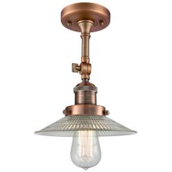 Franklin Restoration Halophane  9" LED Semi-Flush - Copper - Clear