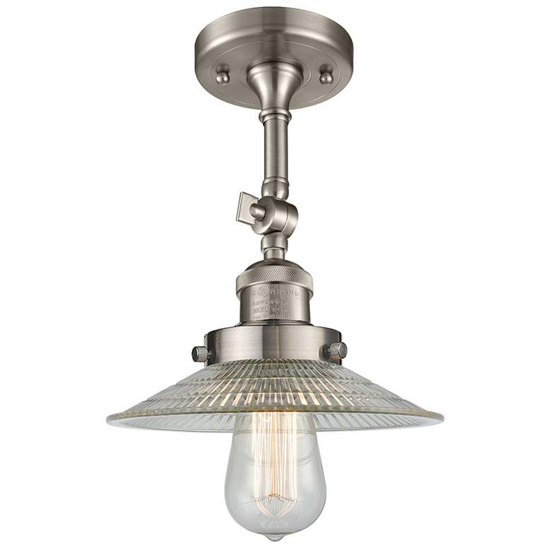 Image 1 Franklin Restoration Halophane 9" LED Semi-Flush - Satin Nickel - Cle