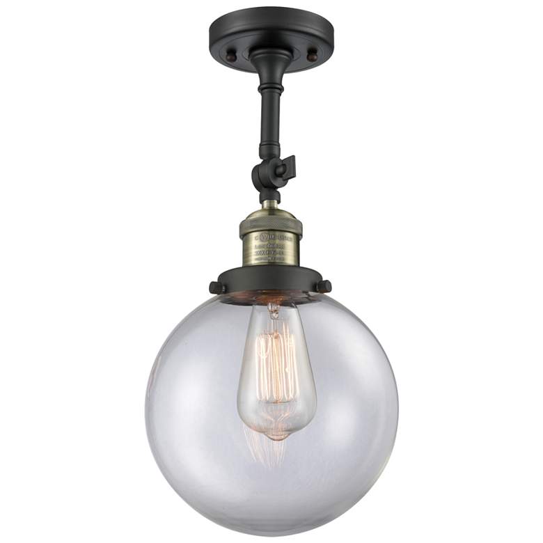Image 4 Franklin Restoration Large Beacon 8" Black Brass Sconce w/ Clear Shade more views