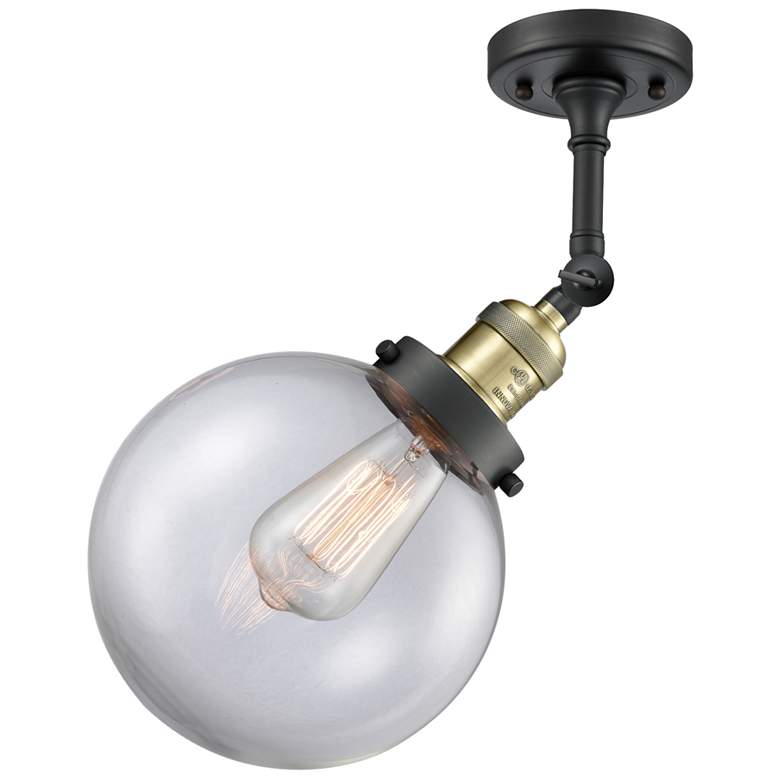 Image 5 Franklin Restoration Large Beacon 8" Black Brass Sconce w/ Clear Shade more views