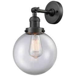 Franklin Restoration Large Beacon 8" Bronze Sconce w/ Clear Shade