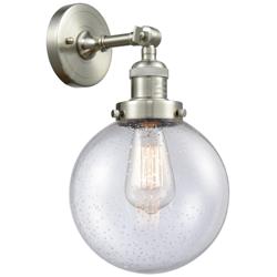 Franklin Restoration Large Beacon 8" Brushed Nickel Sconce w/ Seedy Sh