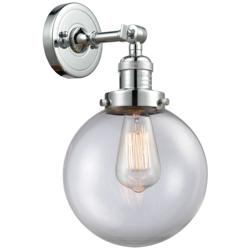 Franklin Restoration Large Beacon 8" Polished Chrome Sconce w/ Clear S