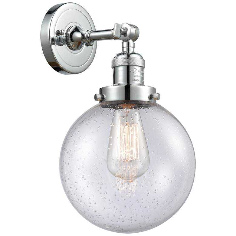 Image 1 Franklin Restoration Large Beacon 8" Polished Chrome Sconce w/ Seedy S