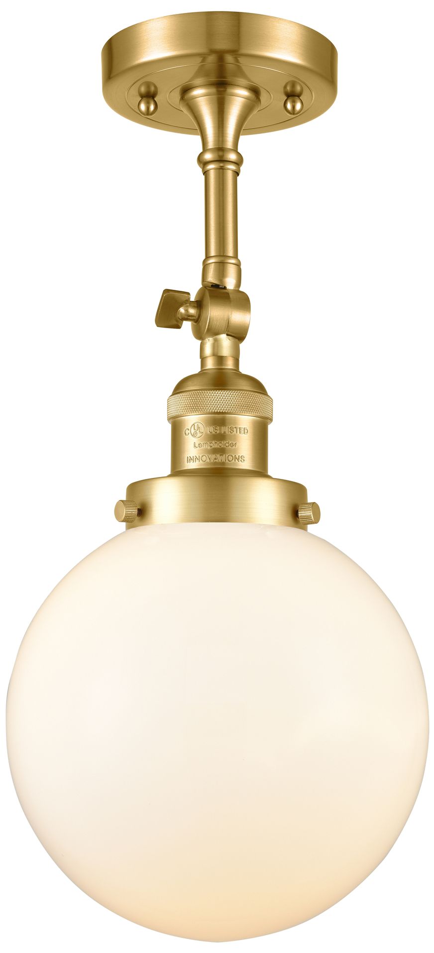 Image 3 Franklin Restoration Large Beacon 8" Satin Gold Sconce w/ Matte White  more views