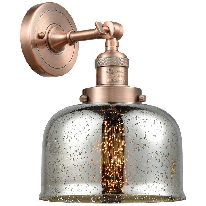 Image 1 Franklin Restoration Large Bell 8 inch Antique Copper Sconce w/ Mercury Sh
