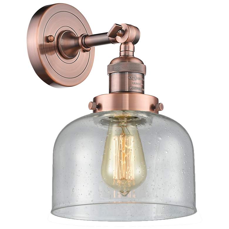 Image 1 Franklin Restoration Large Bell 8" Antique Copper Sconce w/ Seedy Shad