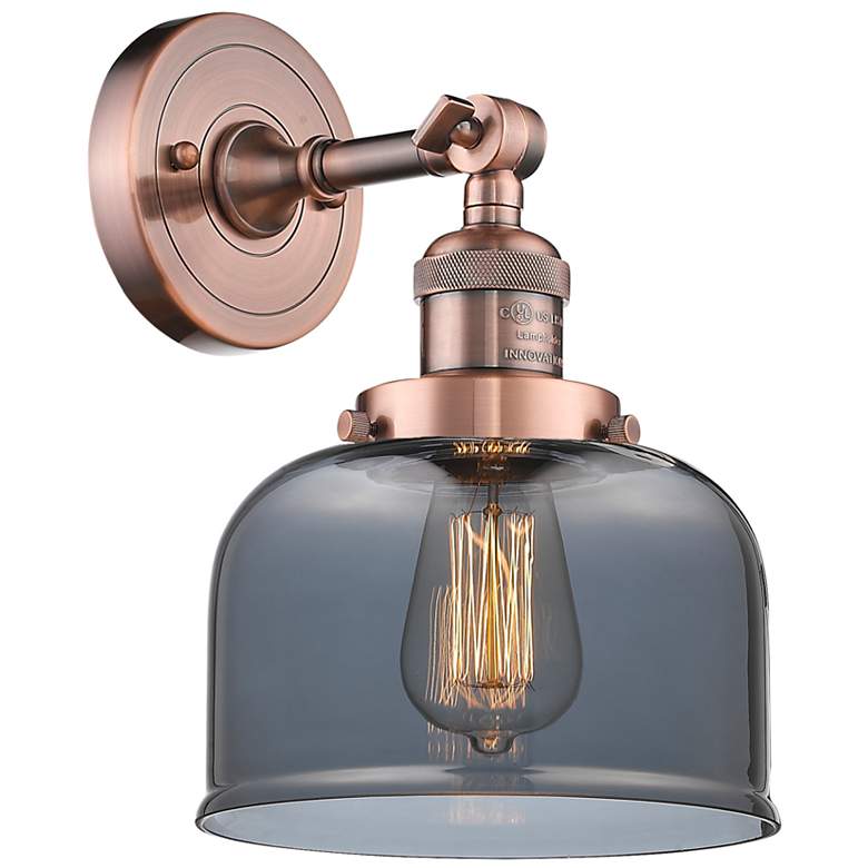 Image 1 Franklin Restoration Large Bell 8" Antique Copper Sconce w/ Smoke Shad