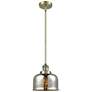 Franklin Restoration Large Bell 8" Brass Mini Pendant w/ Mercury Shade