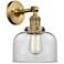 Franklin Restoration Large Bell 8" Brushed Brass Sconce w/ Clear Shade