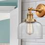 1_Franklin Restoration Large Bell 8" Brushed Brass Sconce w/ Clear Shade