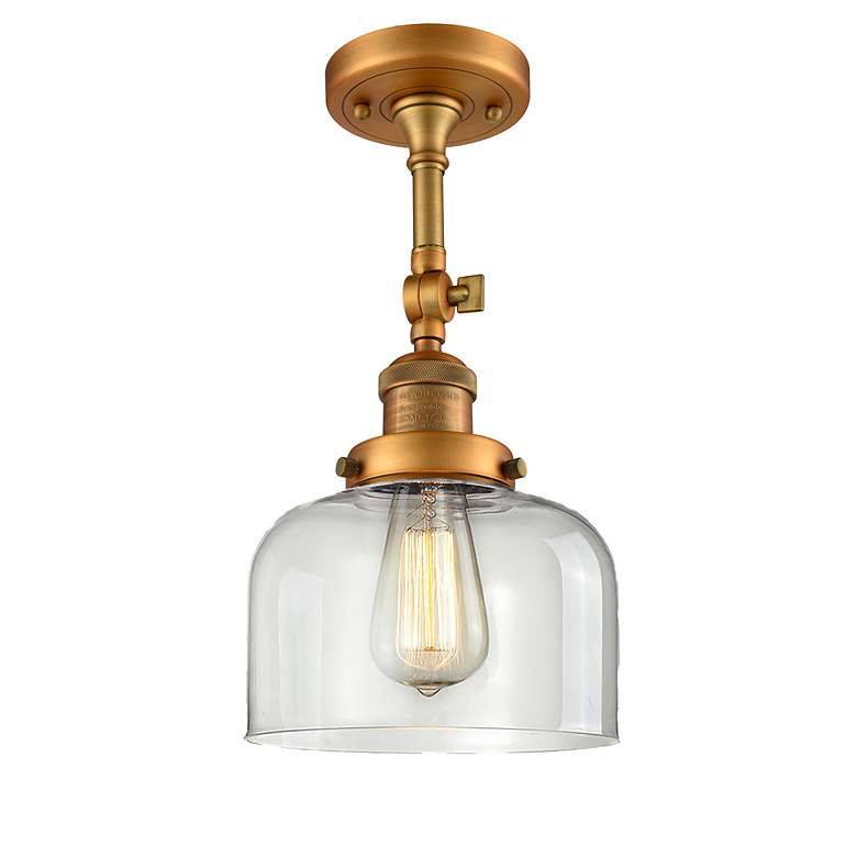 Image 5 Franklin Restoration Large Bell 8" Brushed Brass Sconce w/ Clear Shade more views