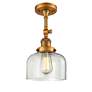 5_Franklin Restoration Large Bell 8" Brushed Brass Sconce w/ Clear Shade more views