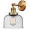 Franklin Restoration Large Bell 8" Brushed Brass Sconce w/ Seedy Shade