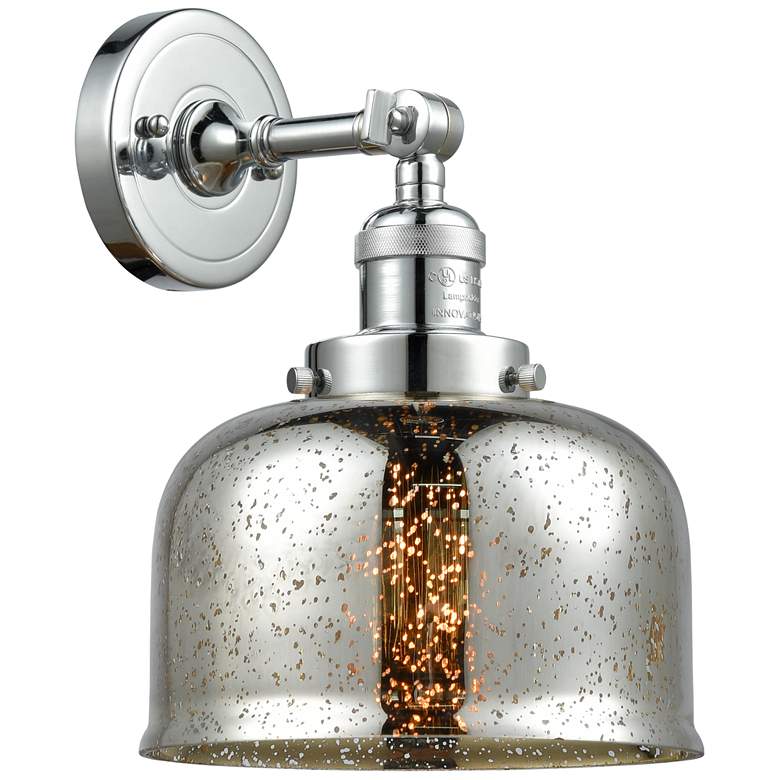Image 1 Franklin Restoration Large Bell 8" Chrome Sconce w/ Mercury Shade