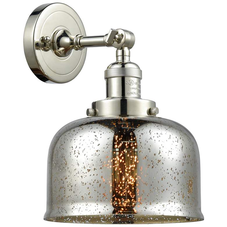 Image 1 Franklin Restoration Large Bell 8" Polished Nickel Sconce w/ Mercury S